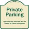 Signmission Designer Series-Private Parking Unauthorized Vehicles Will Be Towed Owner E, 18" x 18", TG-1818-9776 A-DES-TG-1818-9776 - alternate 1